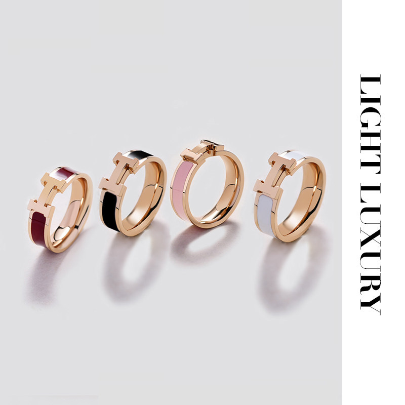 H Ring Classy All-Match Female Index Finger Light Sang trọng Cảm giác cao cấp
