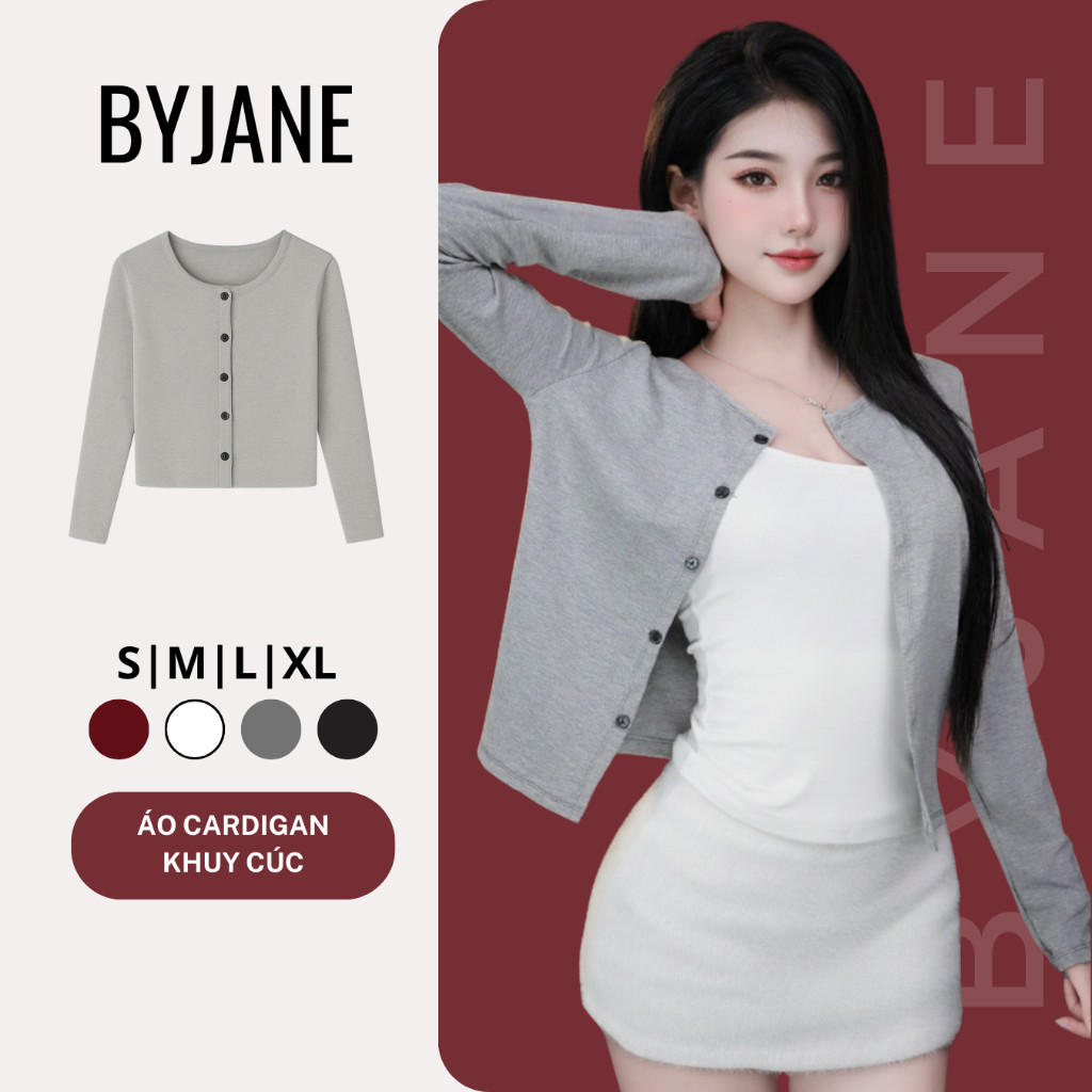 Áo Khoác Cardigan Nữ Dáng Dài Có Cúc Basic Thanh Lịch BYJANE – 945