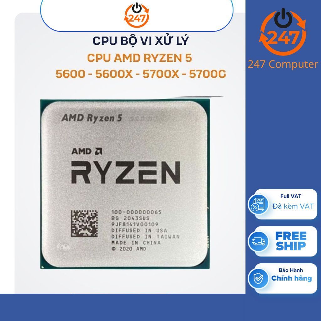 (Full Vat)Chip vi xử lý AMD Ryzen R5 5600 tray new -5600x tray new -5700x tray new- BH 36 tháng
