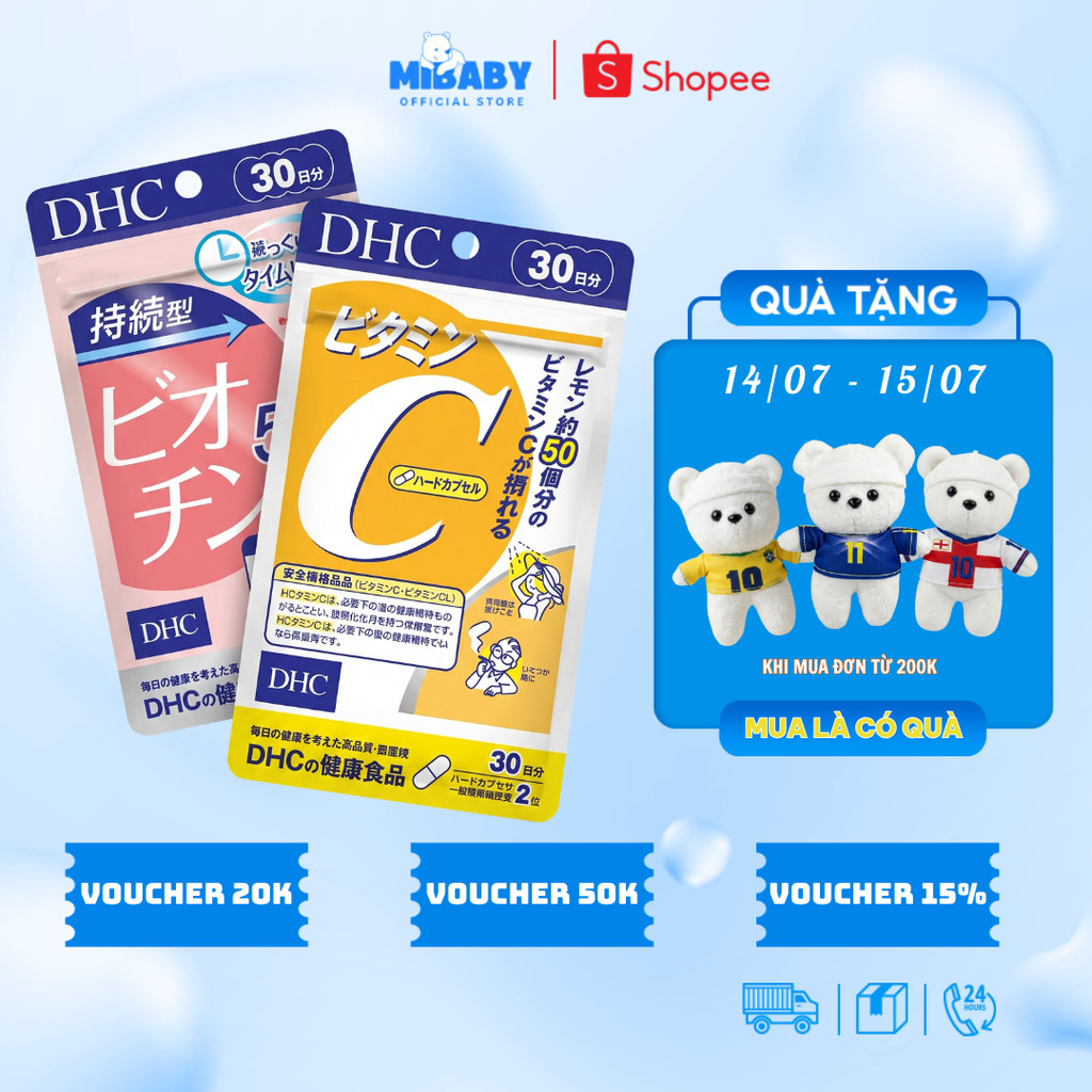 Combo DHC Vitamin C Hard Capsule & DHC Sustained Release Biotin 30 Ngày Nhật Bản – Bổ Sung Dưỡng Chấ