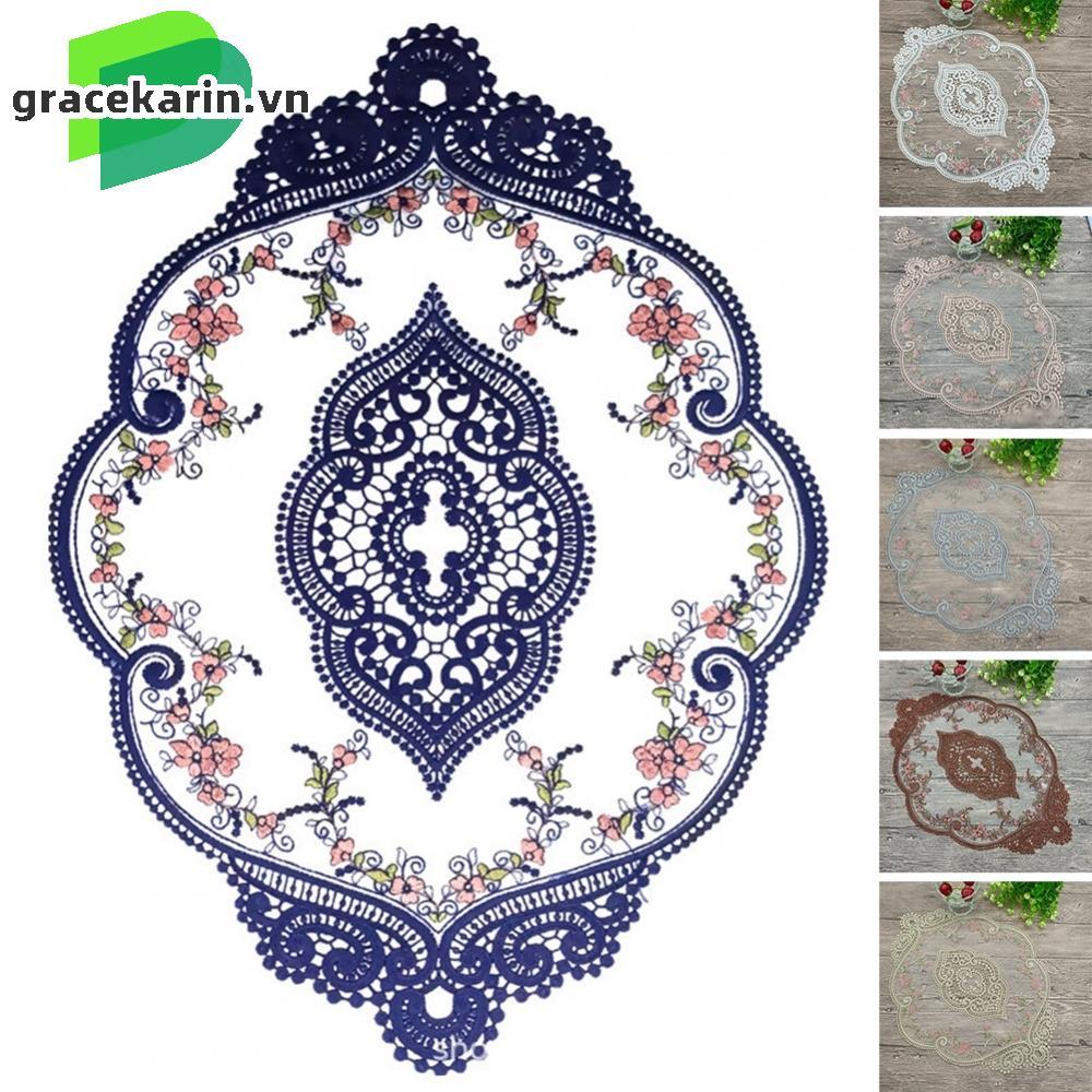 [GRCEKRIN-VN]Exquisite Rose Embroidered Tablecloth for Wedding Party Dinner Decoration