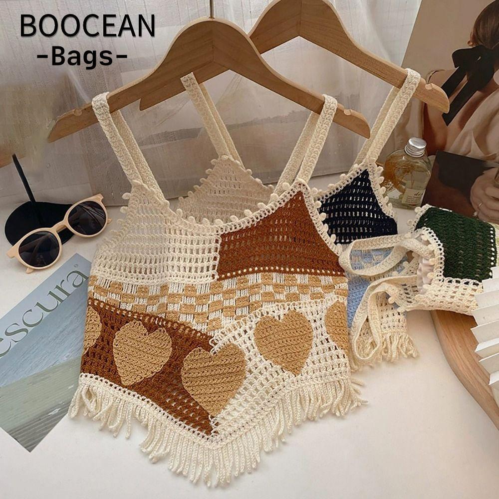 Áo Crop Top BOOCEAN, xe tăng Bikini rỗng không tay, áo không tay móc