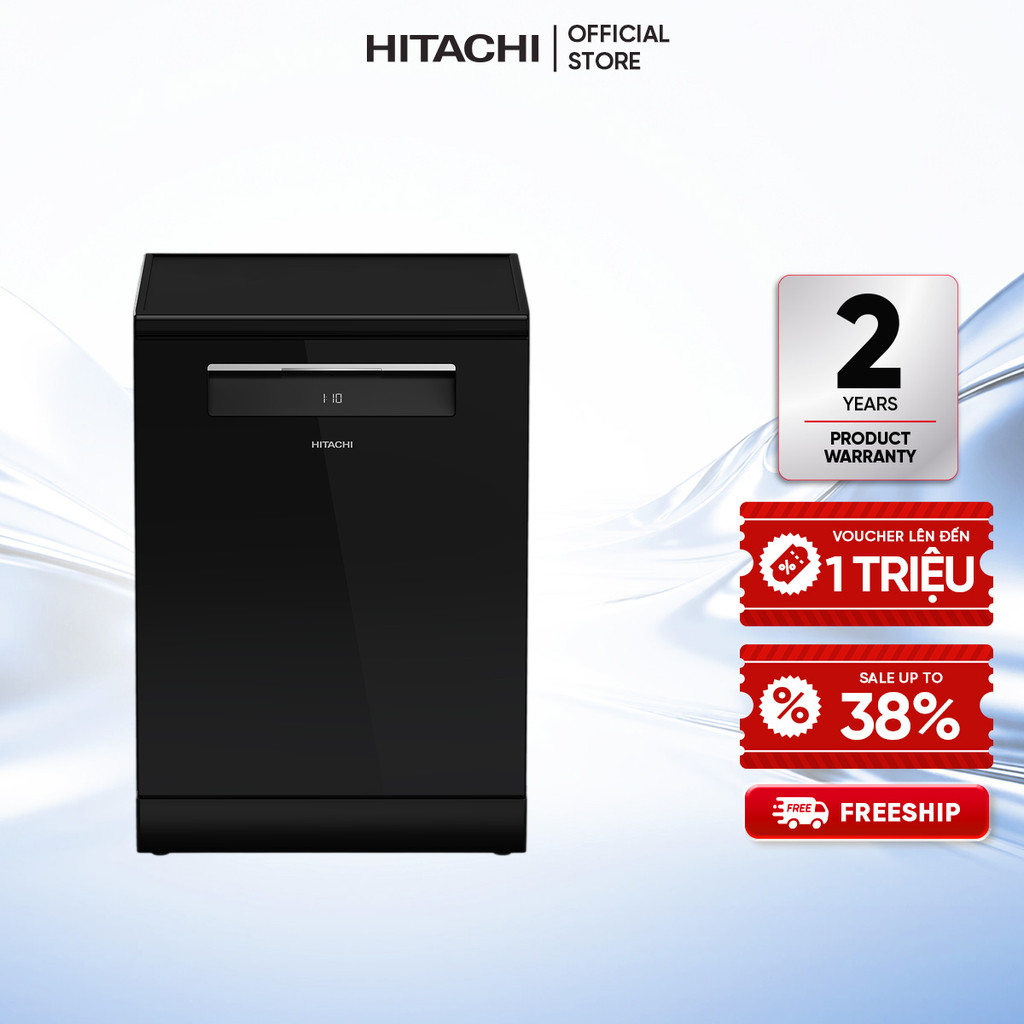 [MIỄN PHÍ GIAO HN HCM]Máy Rửa Chén Inverter Hitachi HDF-F158CVGB Rửa Diệt Khuẩn, Tự Động Sấy Khô, Là