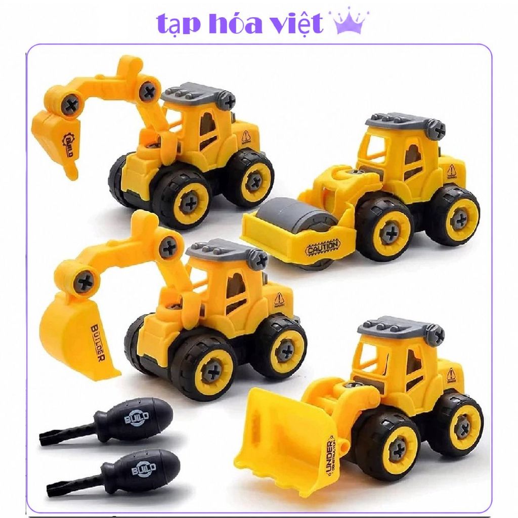 (2 CHIẾC) MÔ HÌNH Máy Xúc, Xe Lu trang trí bánh kem, máy xúc to