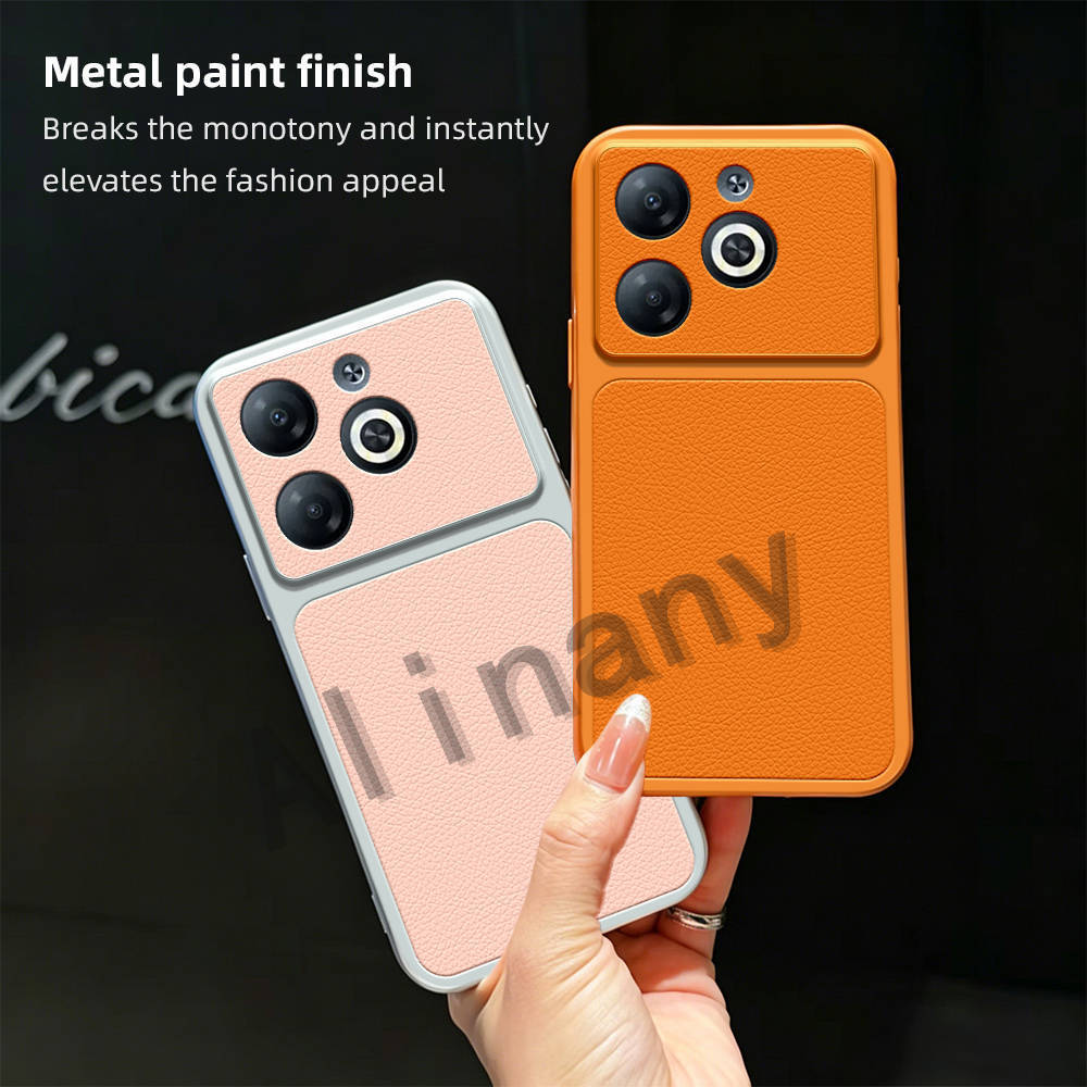 Dành Cho Infinix Hot 40i X6528B Ốp Lưng Silicon Mềm TPU Da PU Màu Trơn Ốp Lưng Cho Infinix Hot 40i 4