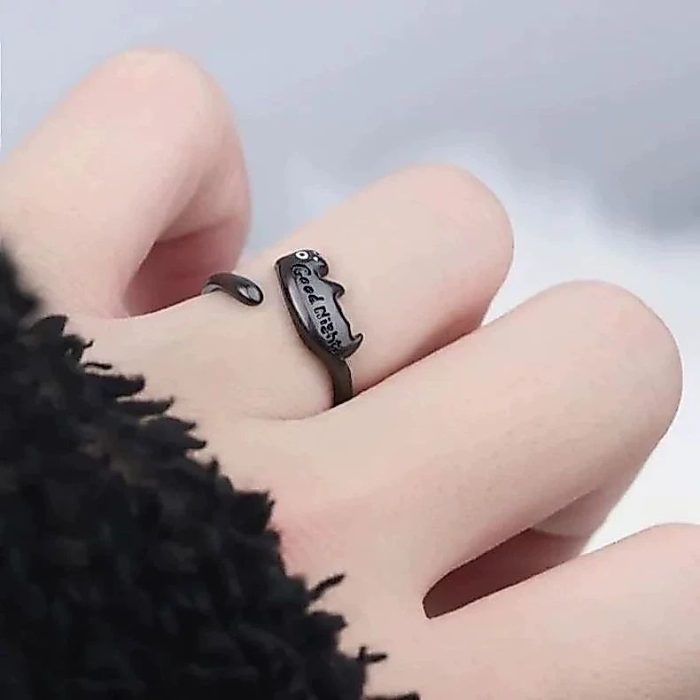 {Hug Kitten} Good Morning Good Night Cat Couple Ring Dễ thương Niche All-Match Open Ring 7.16
