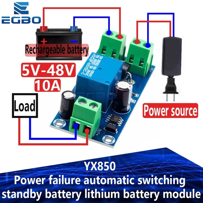1 Chiếc YX850 Mất Điện Tự Động Chuyển Đổi Pin Dự Phòng Pin lithium Mô Đun DC 5V-48V Đa Năng Khẩn Cấp