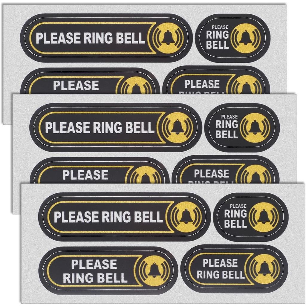 Mabor 12 Cái Tiny Please Ring Bell Sign Sticker, 4 Kích Cỡ Tự Dính Chống Thấm Nước Vòng Nhỏ Chuông K
