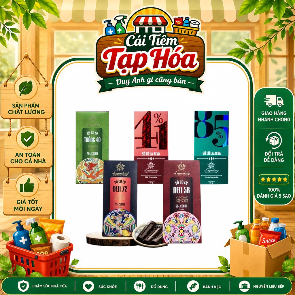 LEGENDARY – SOCOLA CAO CẤP NHIỀU VỊ 85g - Nhiều lựa chọn từ socola đen đậm vị đến socola sữa và soco
