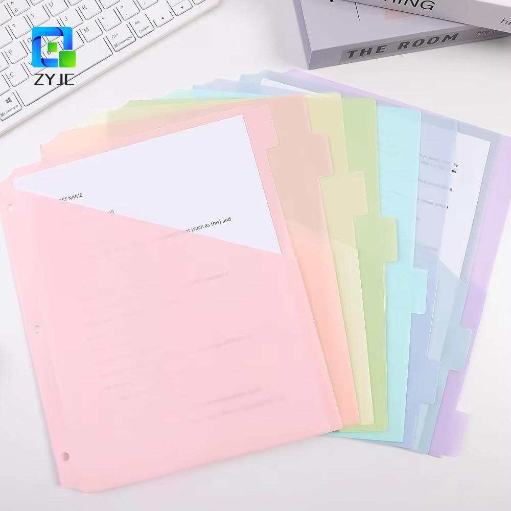 ZYJC Loose Leaf File Organizers, Pastel Colors Write and Erase Binder Dividers, Clear Plastic Multi-
