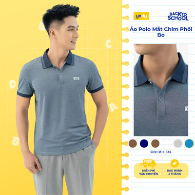 Áo POLO Nam phối cổ co giãn mềm mại thấm hút mồ hôi thương hiệu YODY APM3299