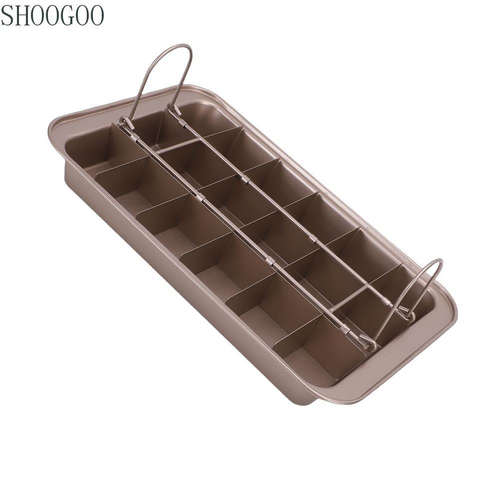 SHOOGOO Brownie Pan có ngăn chia, Chảo nướng Brownie 18 khe cắm, Bộ chia thép Carbon bền bỉ Chèn khu