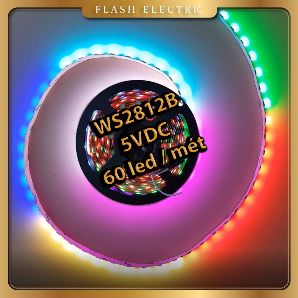 Dây Led Dán Full màu 5V - WS2812B - Led ARGB Digital 5050 60led/mét - Led lập trình WS2812, 2812