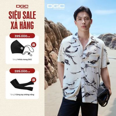 Áo sơ mi ngắn tay DGC dòng SMART CASUAL họa tiết dáng suông vạt bằng, Vải cao cấp nhẹ mát-SASNBF111M
