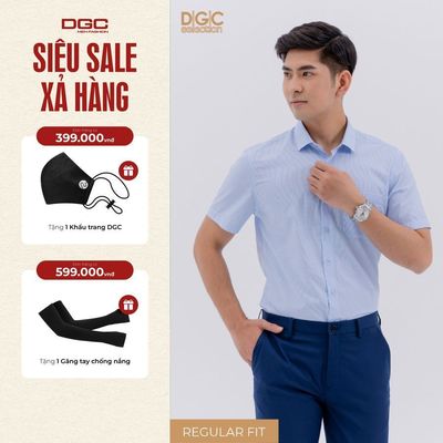 Áo Sơ Mi Công Sở Nam Ngắn Tay DGC Dáng Suông Có Túi, Chất Thoáng Mát Thấm Hút Mồ Hôi-SASNBC58M