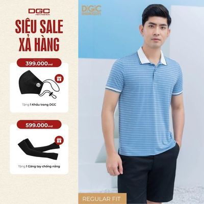 Áo Polo Ngắn Tay DGC Kẻ Ngang Dáng Suông, Ít Nhăn Thoáng Khí, Co Giãn Nhẹ - SAPBC09M