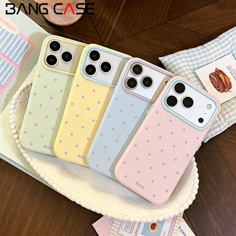 For IPhone 17 16 15 14 13 12 11 Pro Max Plus Purple Dots Dopamine Shockproof Phone Case Soft Cover