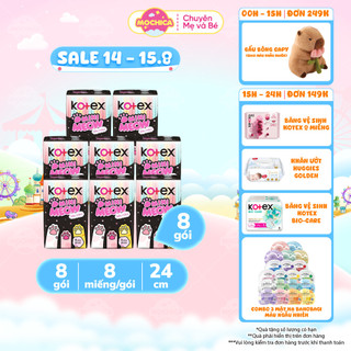 Combo 8 gói băng vệ sinh Kotex Mini Meow. Siêu mềm mỏng cánh, 24cm 8 miếng - Mochishop _Mochica
