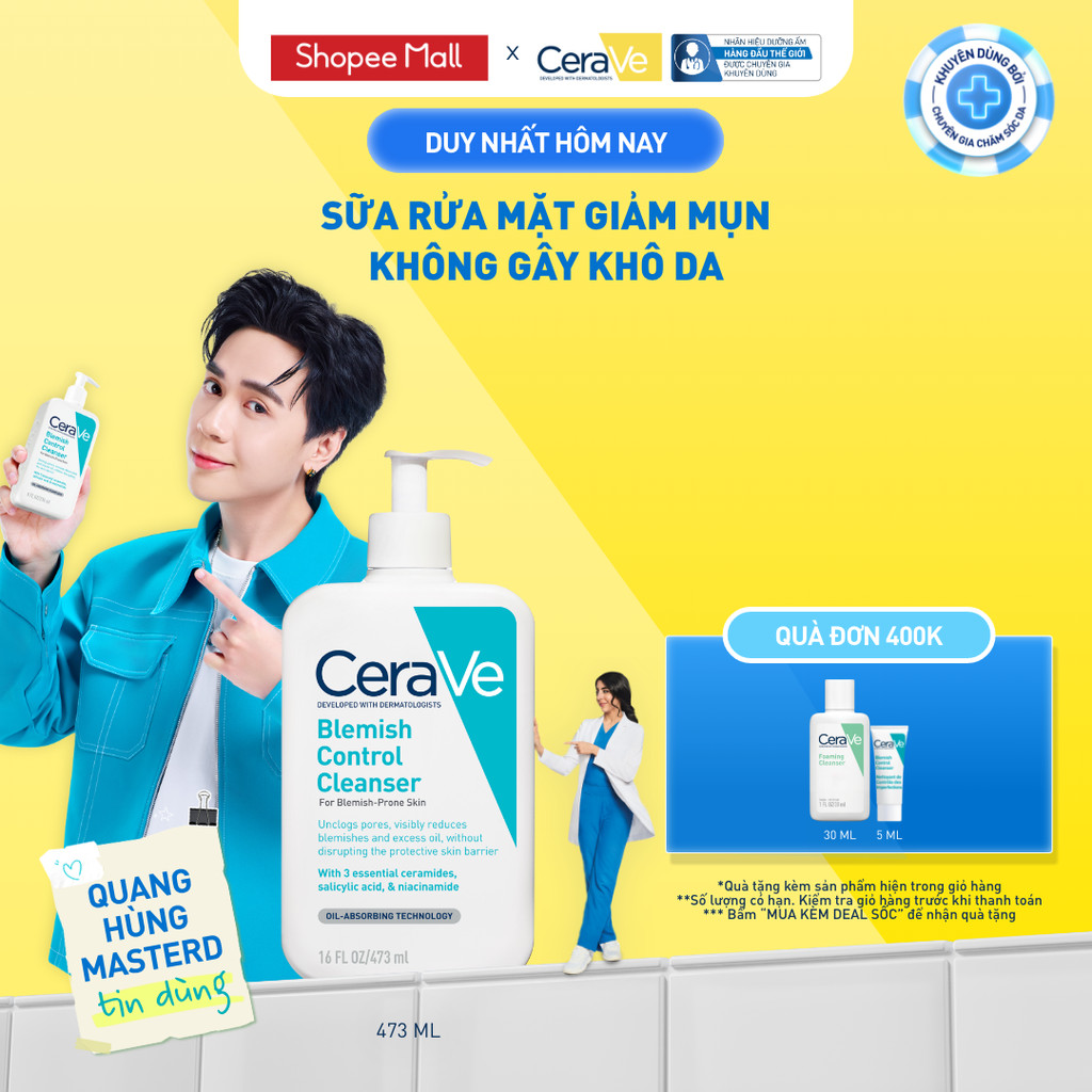 Sữa rửa mặt giảm mụn CeraVe Blemish Control Cleanser 473ml