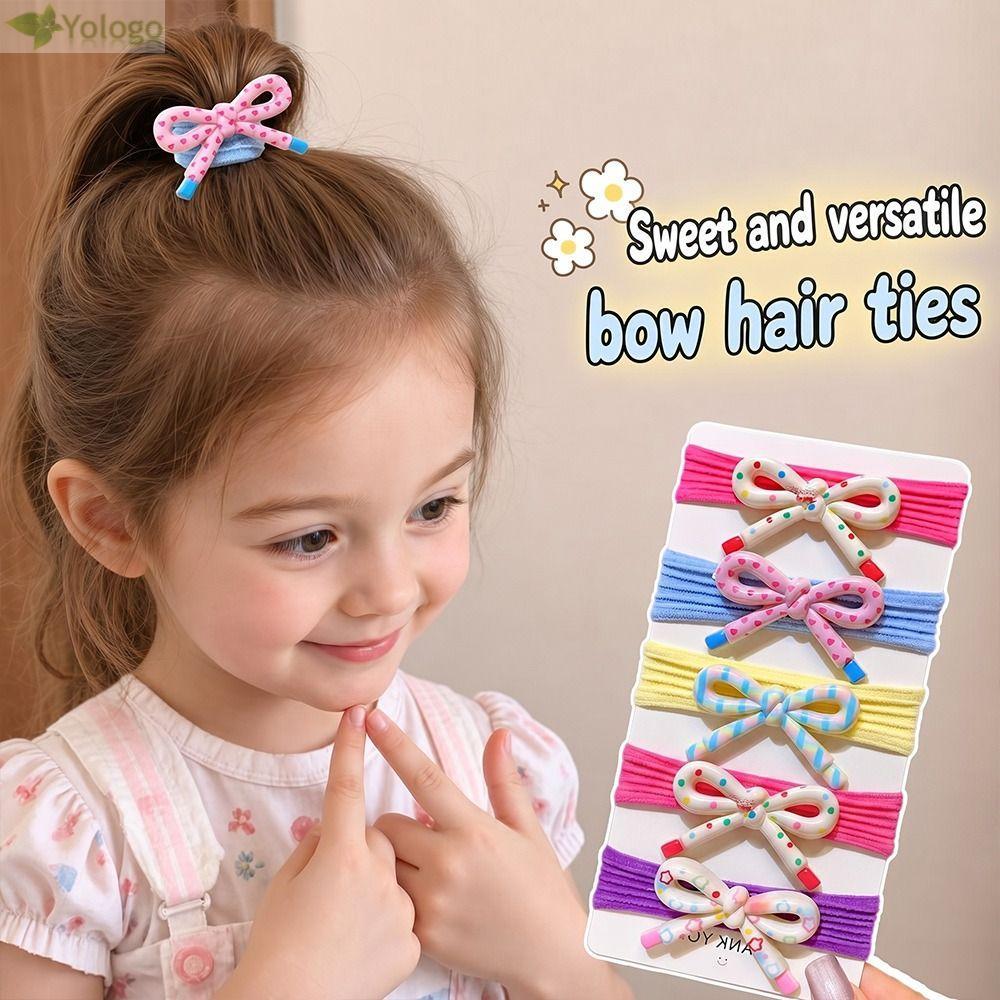YOLOGO 10 Dây Buộc Tóc Nơ, Dây Buộc Tóc Nơ Họa Tiết Mềm Nhiều Màu Sắc, Dây Buộc Tóc Co Giãn Dễ Thươn