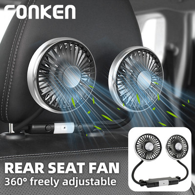 Fonken Xe Quạt Kép Phía Sau Ghế Sau Xe Quạt Làm Mát Ghế Ô Tô Tựa Đầu Quạt Có Thể Điều Chỉnh 3 Tốc Độ