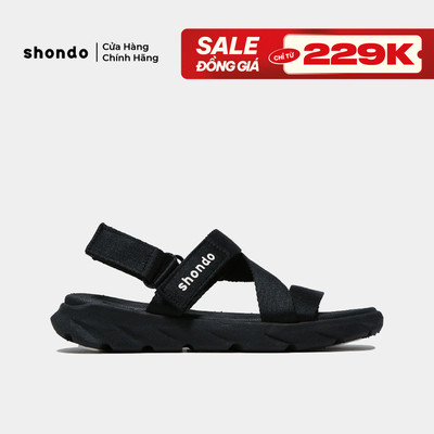 Giày Sandals Nam Nữ Unisex Êm Chân Shondo F6 Sport Đen Full F6S301