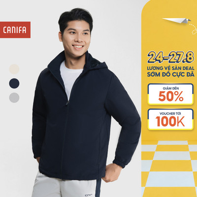 Áo khoác gió active nam CANIFA có mũ hai lớp cản gió giữ ấm 8OT25W024