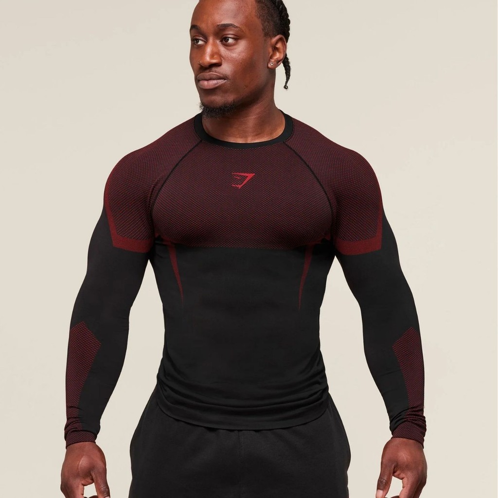 Tập Thể Dục Top Nam Bán Chạy GYMSHARK Quần Nam Chạy Bộ Tập Luyện Áo Thun Dài Tay Cơ Cá Mập