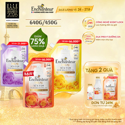 [TIẾT KIỆM 66K] Túi Refill Sữa Tắm Nước Hoa Dưỡng Da Enchanteur Thơm Mịn Lưu Hương ( 640g / 450g )
