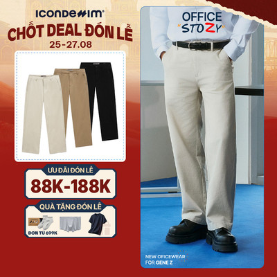 Quần Kaki Nam ICONDENIM Sandfold Form Loose QKID0055