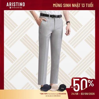 Quần âu nam ARISTINO dáng Cropped ôm vừa, trẻ trung họa tiết kẻ chìm tinh tế - ATR00803