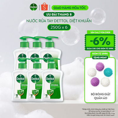 Combo 6 chai nước rửa tay Dettol kháng khuẩn - Chai 250g/Chai