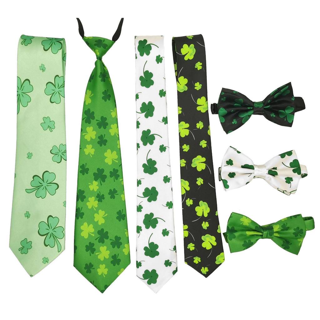 Clover Clover Clover Clover Clover Irish Green Tie Bow Tie St. Cà vạt ngày Patrick Hàng có sẵn