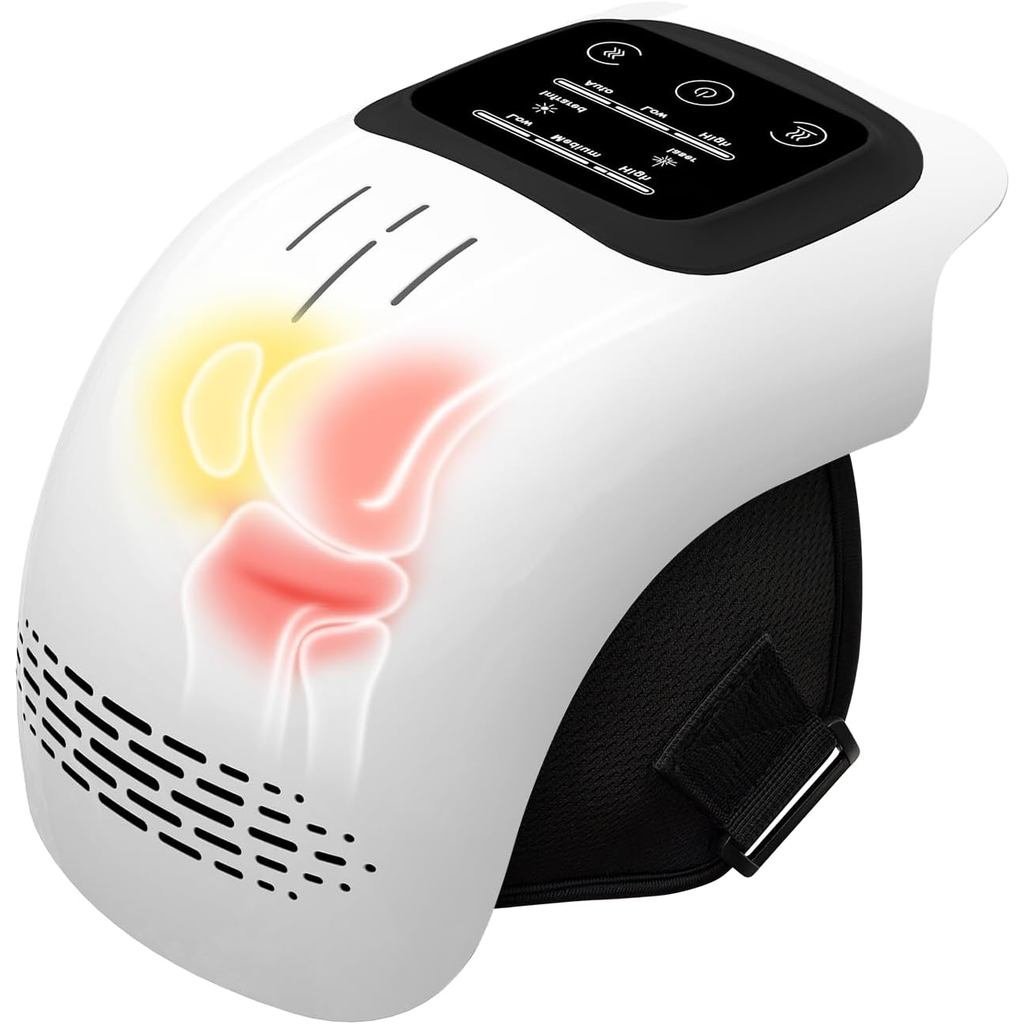 Cordless Knee Massager with Heat and Vibration, Upgraded LED Touch Screen Knee Heating Pad Wrap, Rec