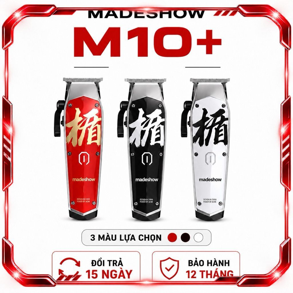 Tông Đơ Cắt Tóc Madeshow M10+ Không Dây Pin 2200mAh Cắt Fade Cắt Sát 0.1mm Salon Gia Đình