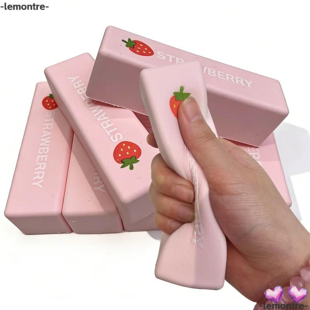 LEMONTRE Bóp Quả Bóng Căng Thẳng, Đồ Chơi Bóp Bơ Thần Tài Thư Giãn Tay, Gậy Dâu Tây Chậm Đàn Hồi Mềm