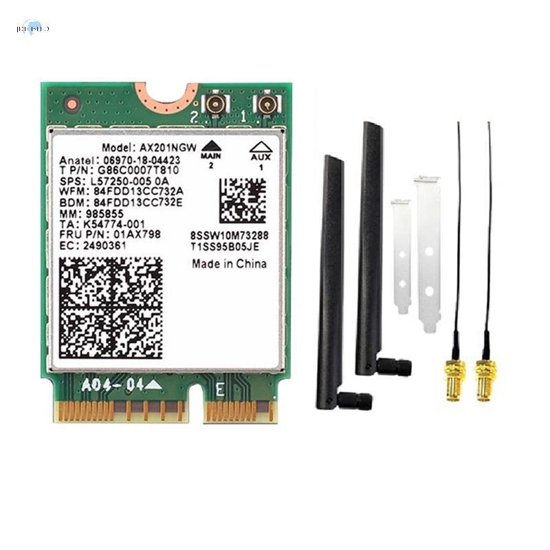 AX201NGW Wi-Fi 6 Thẻ WiFi 2974Mbps 2.4Ghz / 5Ghz với Ăng-ten 8DB BT5.2 Bộ chuyển đổi thẻ mạng không 