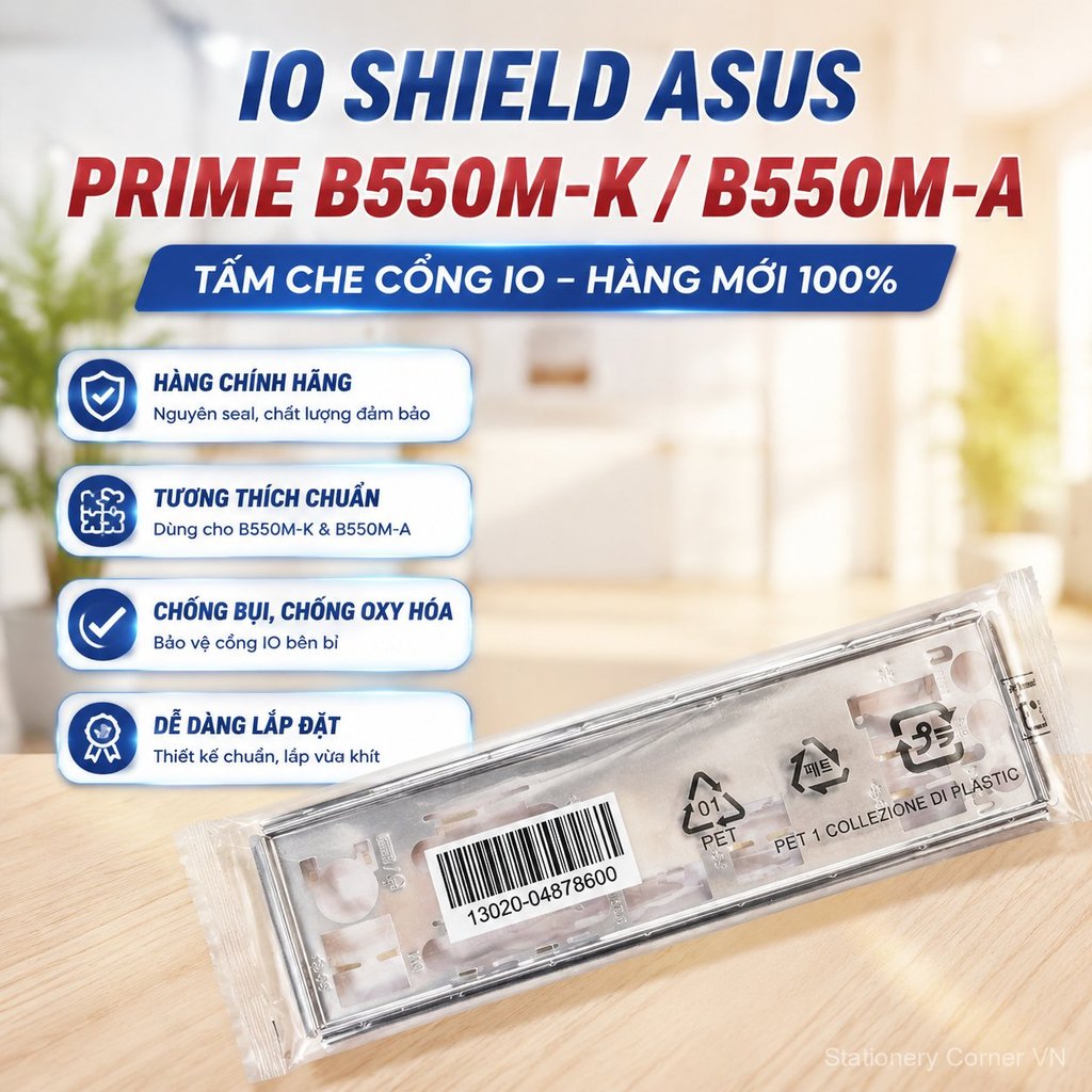 Tấm chắn IO chính hãng Asus PRIME B550M-K/B550M-A, mới 100%, chống bụi, lắp chuẩn