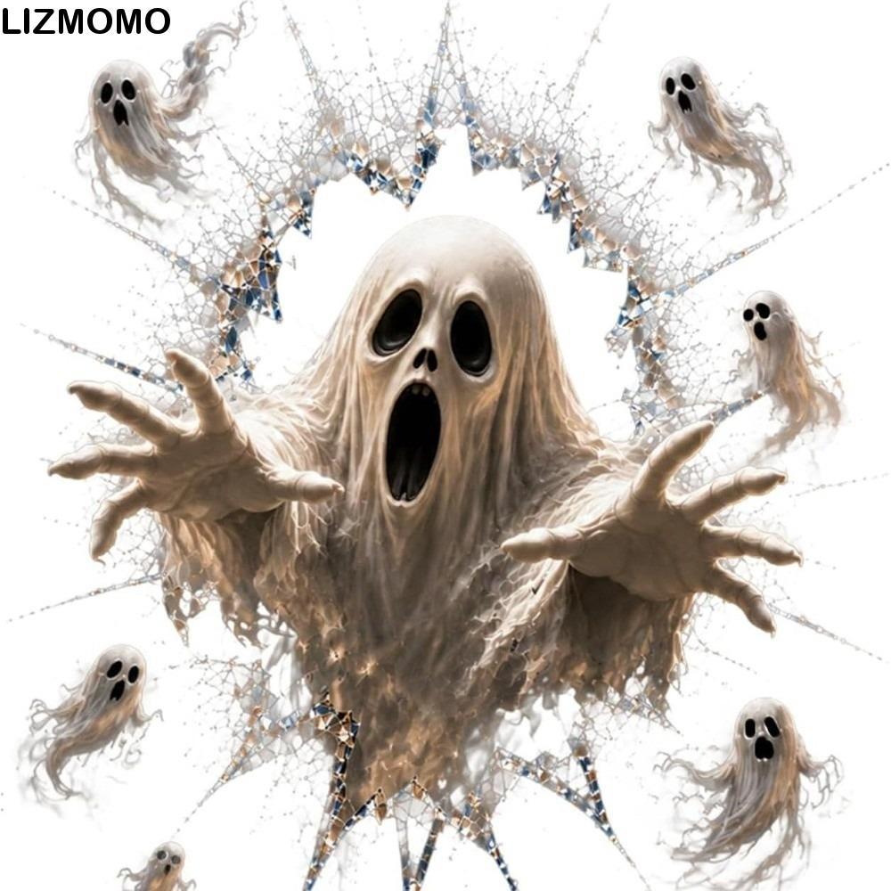 LIZMMO Nhãn Dán Cửa Sổ Ma, Hiệu Ứng Kính Nứt Tĩnh Bám Halloween Ma Cửa Sổ Bám, Ma Quái Ma Halloween 