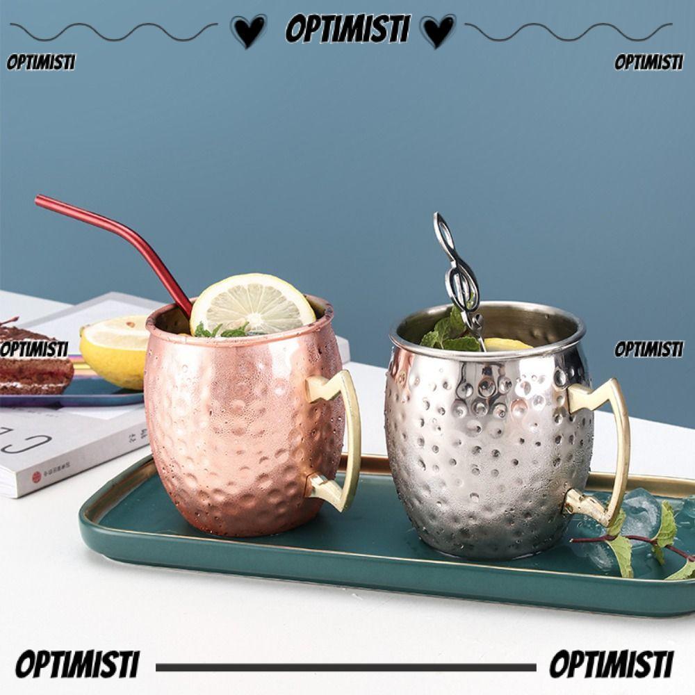 OPTIMISSTI Hammer Point Cup, Cốc dày thủ công, có tay cầm đinh tán chắc chắn Moscow Mule Hammered Sm