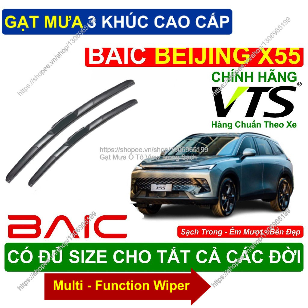 Gạt Mưa 3 Khúc Kính Lái BAIC Beijing X55; Cặp Gạt Mưa  Kính Lái Cho Các Dòng Xe BAIC Beijing X55; Có