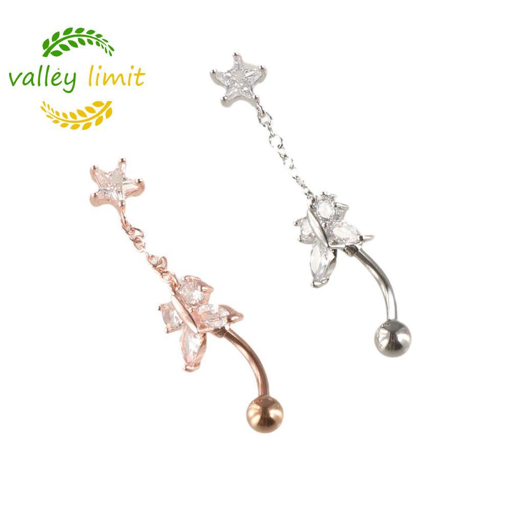 valley limit VALLEY LIMIT Trang Sức Cơ Thể Đơn Giản Xuyên Bướm Thời Trang Bụng Nhẫn