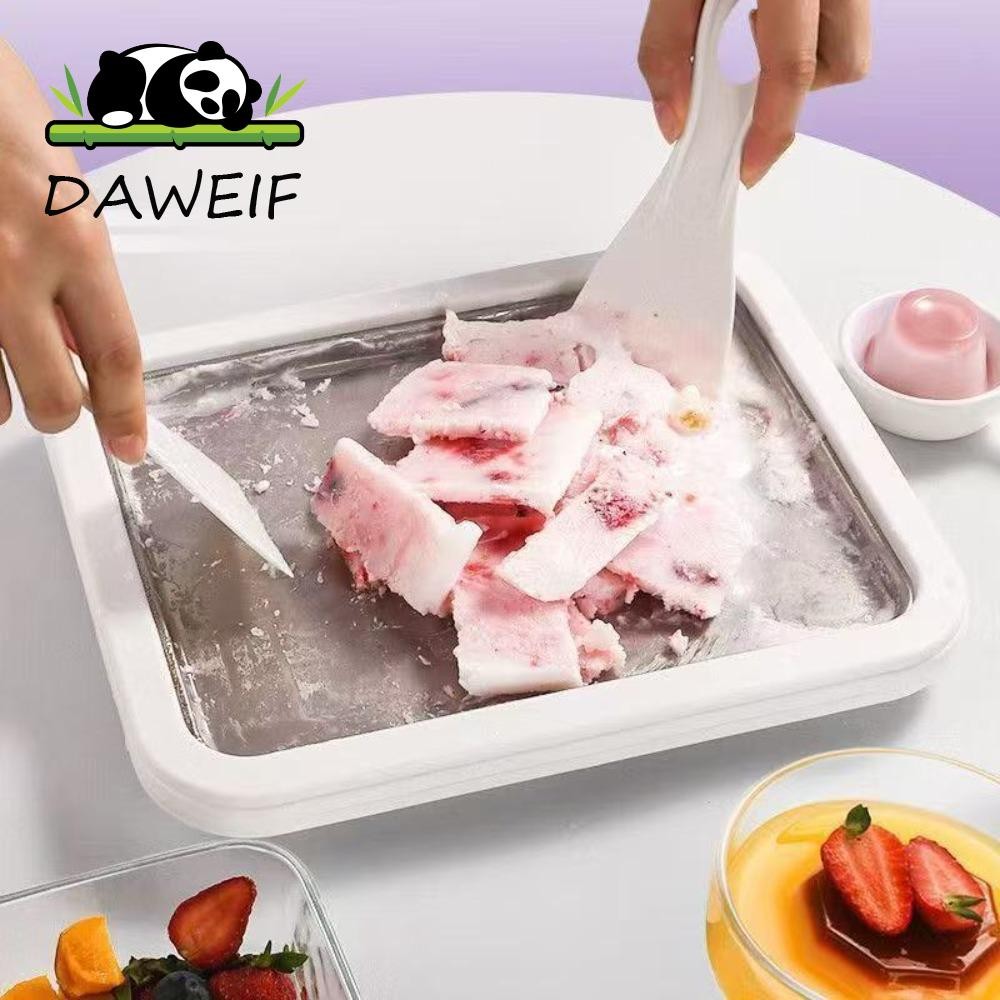 DAWEIF Máy làm kem cuộn DAWEIF, được làm sâu với máy làm sữa chua đông lạnh xẻng, tấm sữa chua lạnh bằng thép không gỉ 304 hình chữ nhật DIY tại nhà