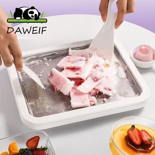 DAWEIF Máy làm kem cuộn DAWEIF, được làm sâu với máy làm sữa chua đông lạnh xẻng, tấm sữa chua lạnh bằng thép không gỉ 304 hình chữ nhật DIY tại nhà