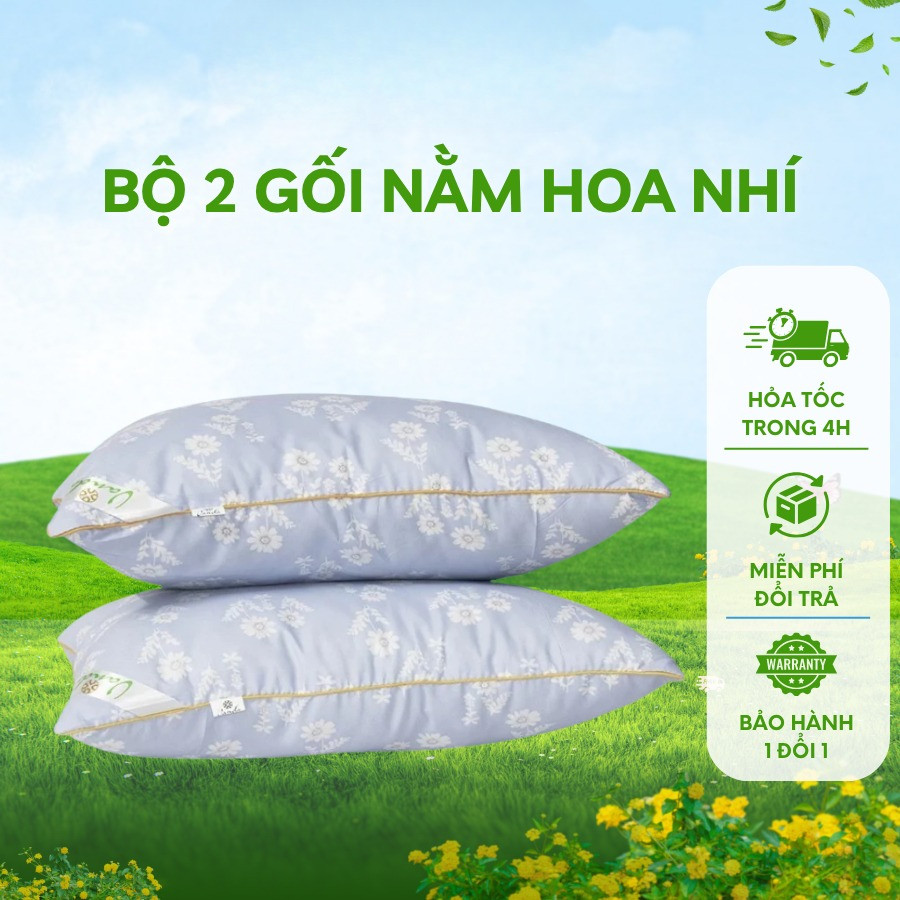Bộ 2 gối nằm hoa nhí 40x60cm - gối nằm gòn- ruột gối nằm