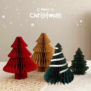  Cây thông Noel tổ ong sáng tạo Giấy đơn giản Cây thông Noel Trang trí bầu không khí lễ hội 