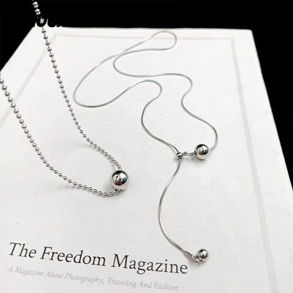 Vòng cổ đính cườm UPLUCKEY, Vòng cổ mặt dây chuyền bóng đính cườm màu bạc, Thiết kế cá tính Dây chuy