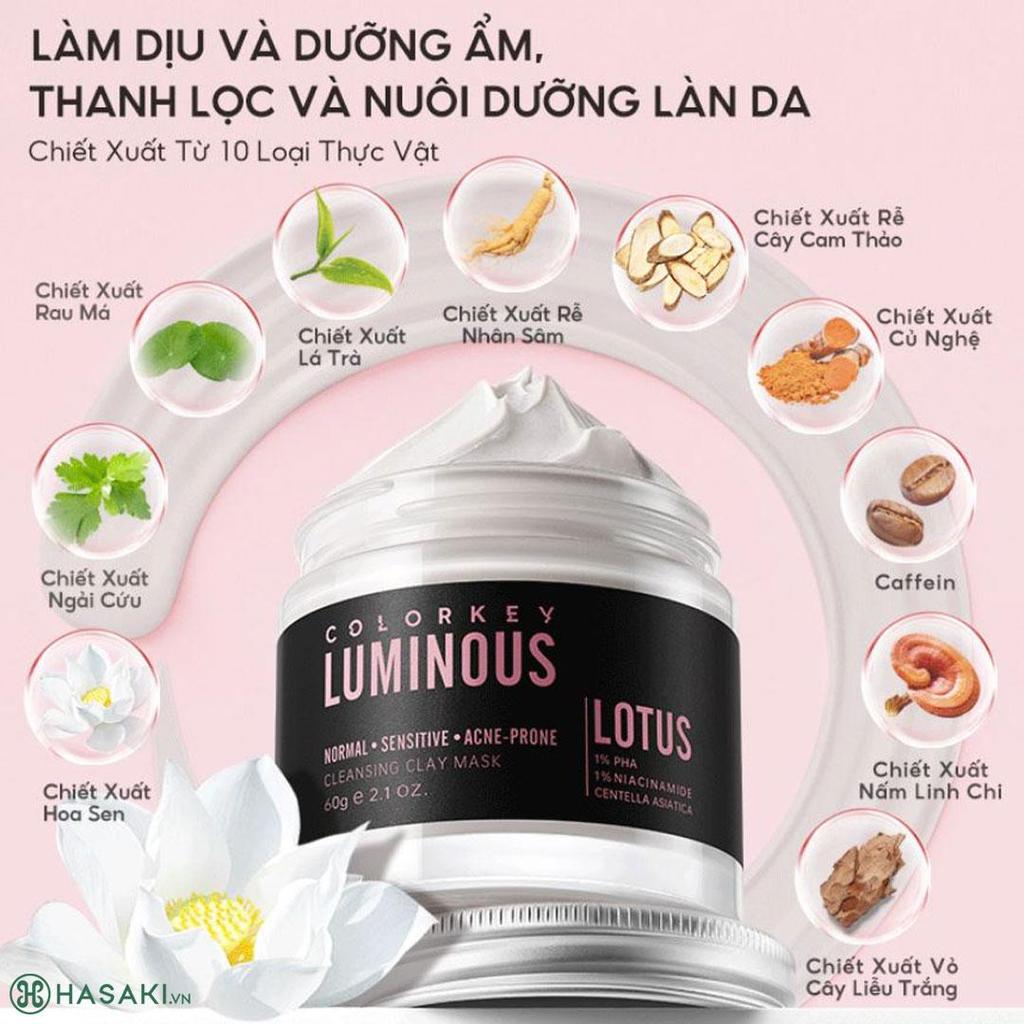 Ảnh 2 của Mặt Nạ đất sét bùn khoáng Colorkey Luminous Green Tea Purifying Cleansing Clay 60g