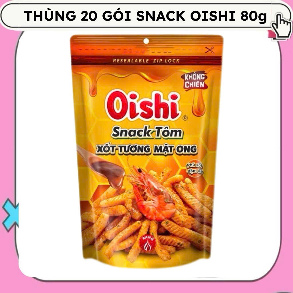 THÙNG 20 GÓI Snack Oishi 65 Túi Zip các vị [ Nhựa Nhập Khẩu Thái Lan]