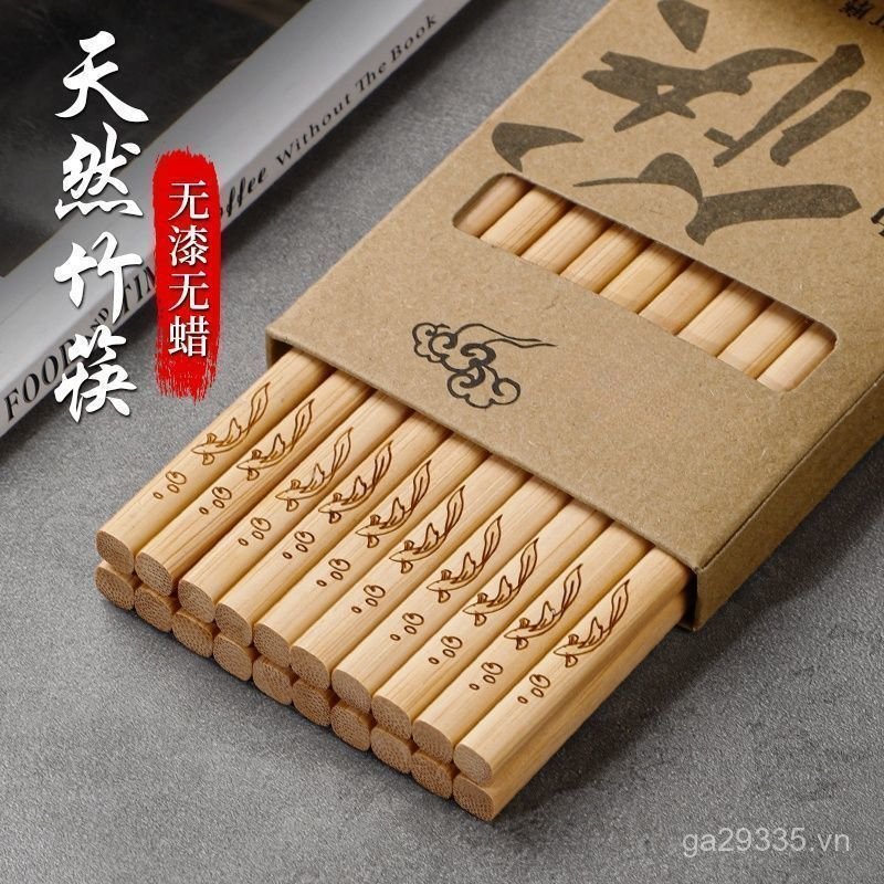 Đũa Tre Nhanh Khắc Đôi Hộ Gia Đình Tự Nhiên 5 Đũa Sơn Không Sáp Chống Trơn Trượt Đũa Tre Nấm Mốc